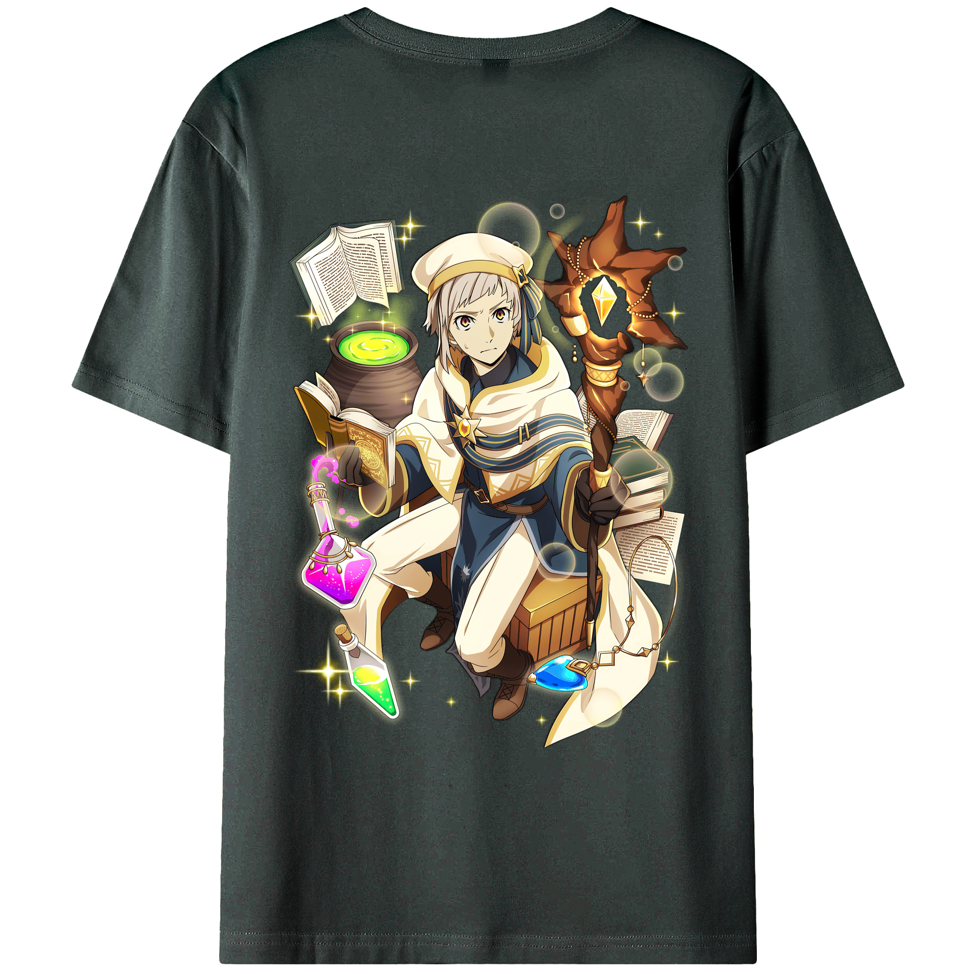 （画像用） 文豪ストレイドッグス Bungo Stray Dogs 綿100％ メンズ半袖Tシャツ（バックプリント） 通気性